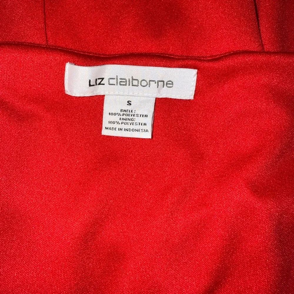 Liz Claiborne Red Long Sleeve Plunge Neck Cocktail Dress - Picture 6 of 7